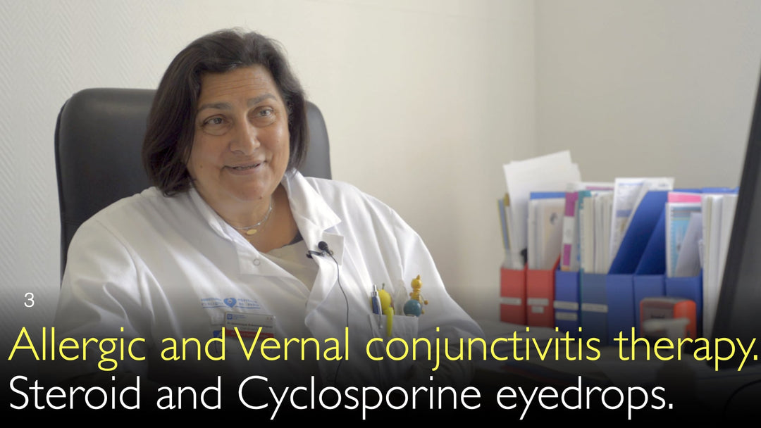Allergische Konjunktivitis und Behandlung der Vernalen Konjunktivitis. Kortison-Augentropfen und Cyclosporin-Augentropfen.