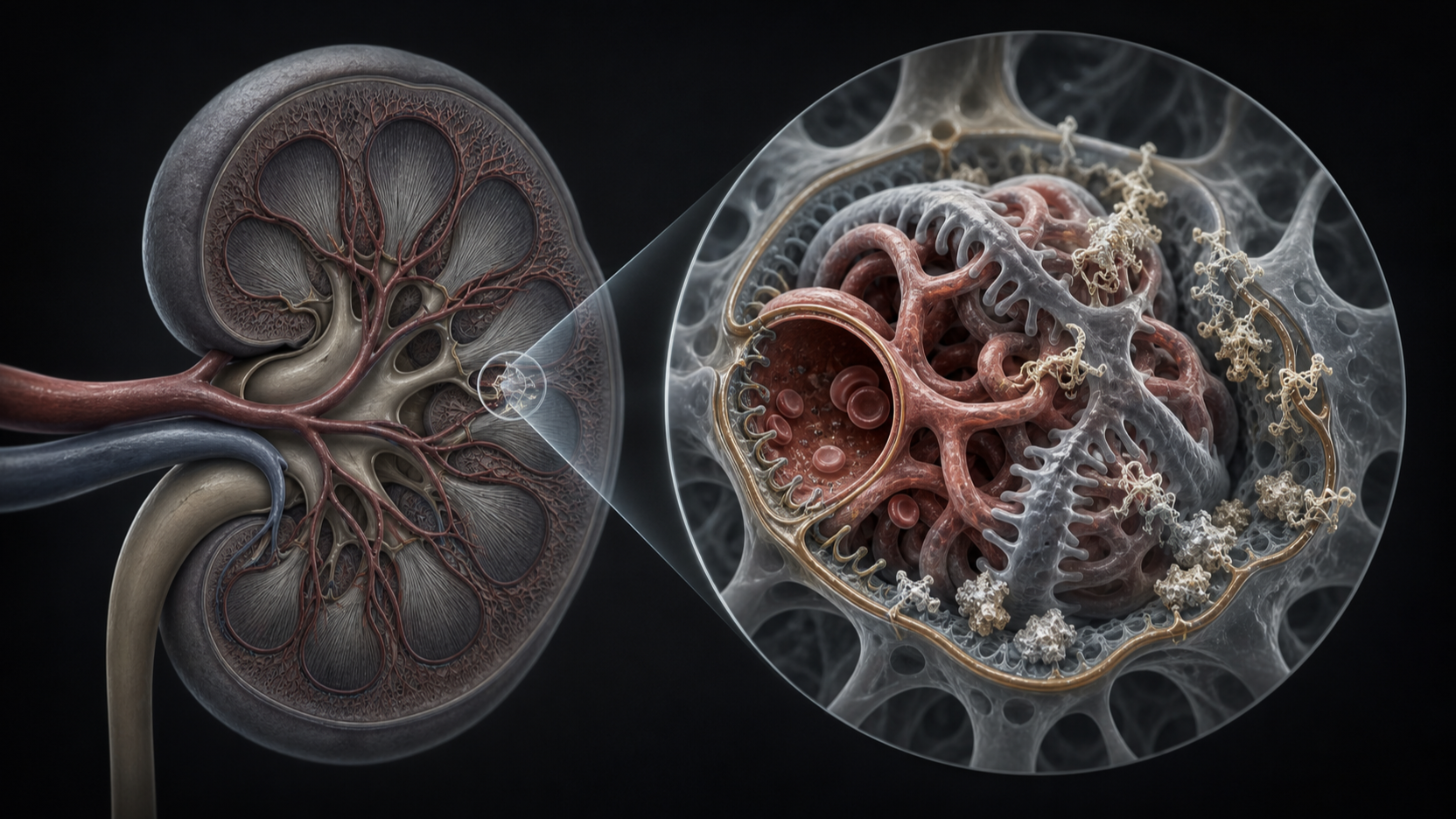 Original medical illustration for: Understanding Monoclonal Gammopathy of Renal Significance: When Abnormal Proteins Damage Your Kidneys