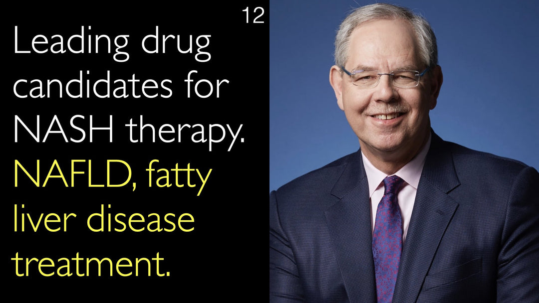 Leading drug candidates for NASH therapy. NAFLD, fatty liver disease treatment. 12